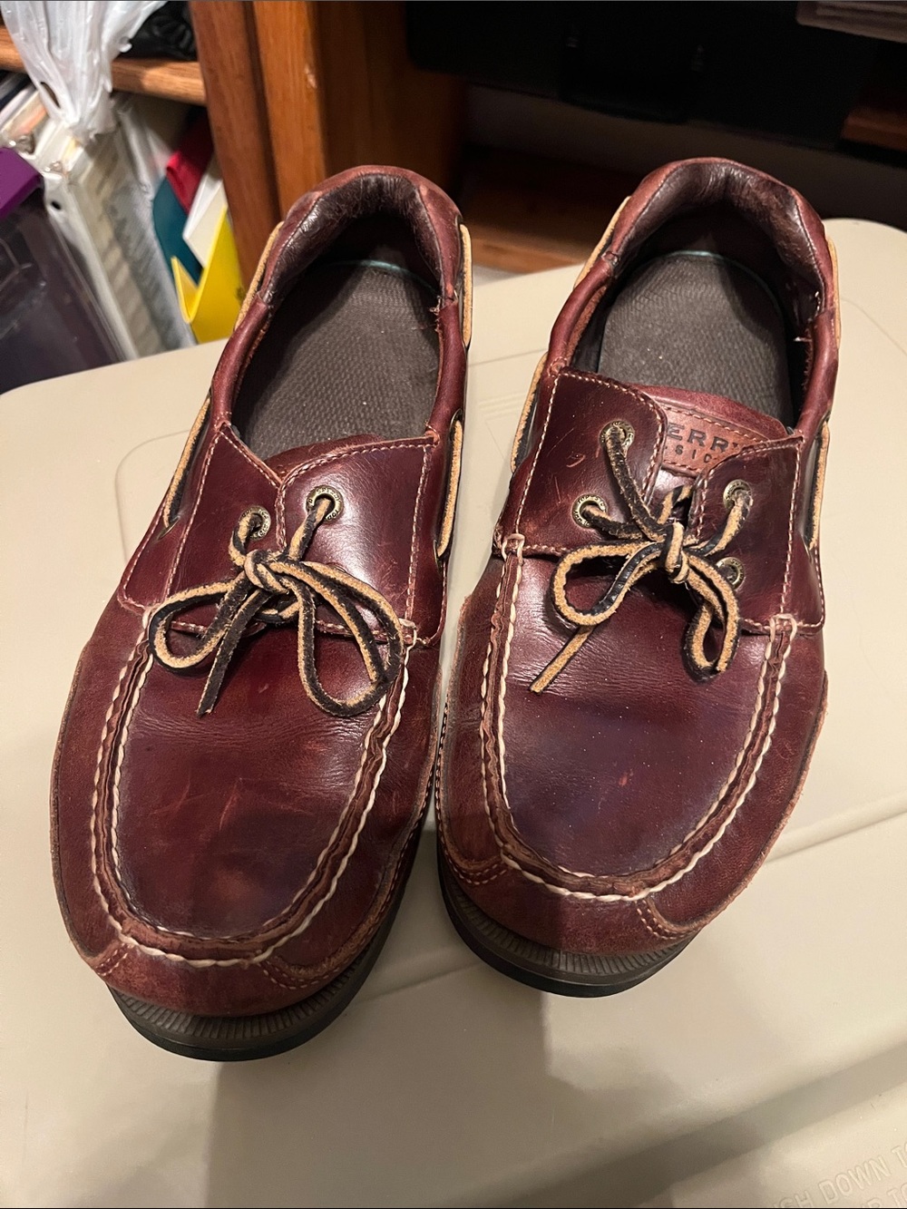 Sperry Topsider Leather Boat Shoes in Dark Brown 9.5 M
